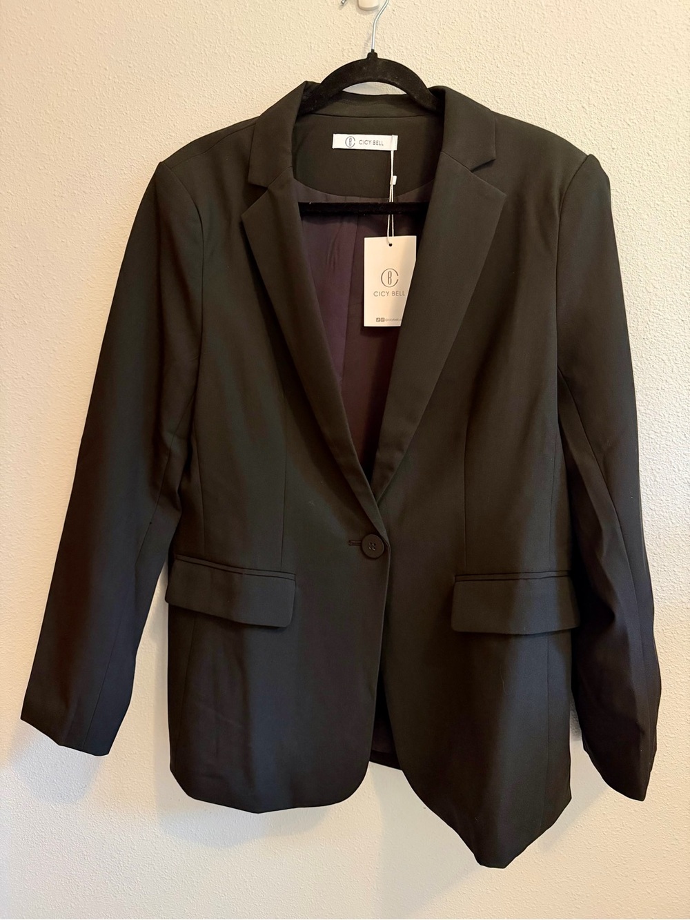 New W Tags Size XL CICY BELL Blazer Jacket Black Casual Work Lined Women’s Pckt